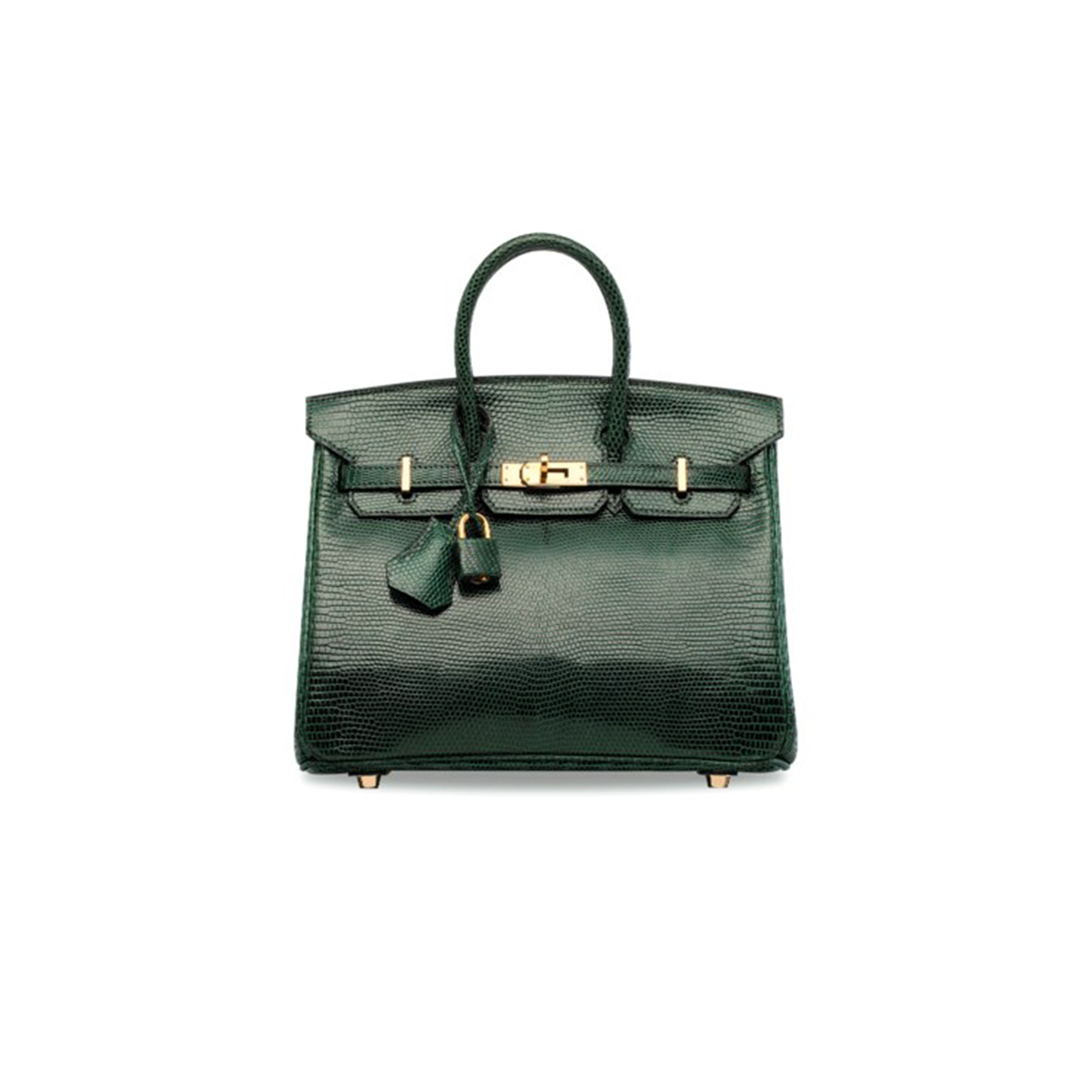 HERMES MASTER BIRKIN 20 LIZARD LEATHER CYPRESS GREEN GOLD BUCKLE H028367CA33 (20*16*11cm)